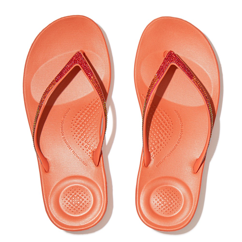 Fitflop Womens Flip-flops Coral Pink - Iqushion Ombré Sparkle - DZ8453617